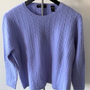 100% Cashmere 💎 Valerie Stevens Women's Light Purple Cable Knit Sweater